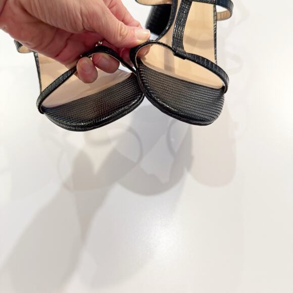 ANN TAYLOR BLACK STARPPY BUCKLE CAGE SANDALS PUMPS HEELS SHOES SZ 9 - Picture 10 of 11